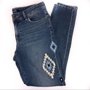 Chaps Denim Embroidered Skinny Straight Leg Jeans